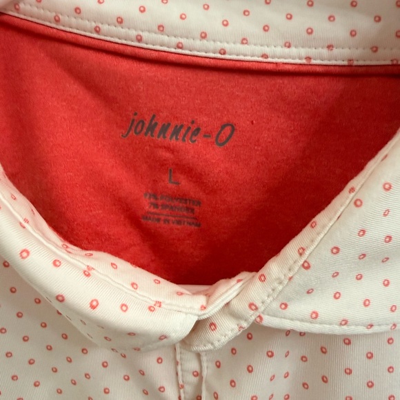 johnnie-O Light White Polo with Dotted Pattern - Picture 2 of 3